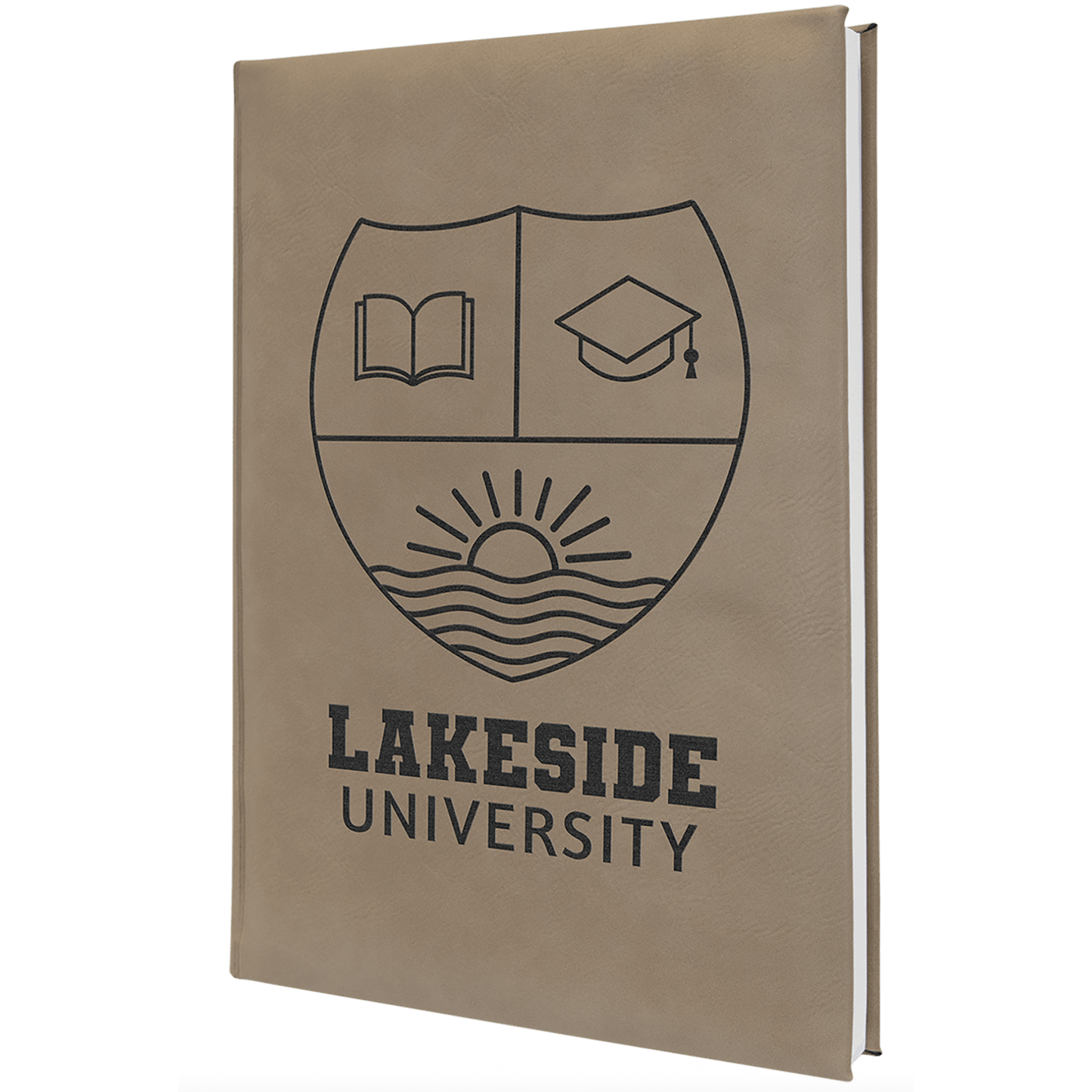 7" x 9 3/4" Light Brown Laserable Leatherette Journal with Lined Notepad