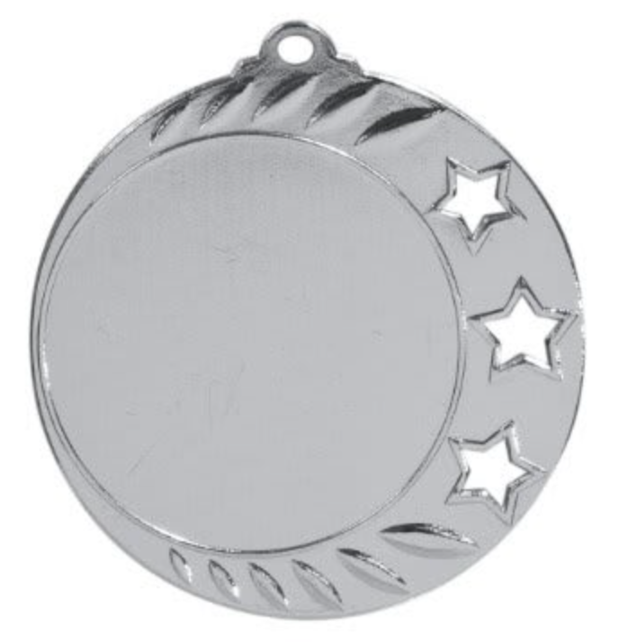 2 3/4" Bright Silver 3-Star 2' Insert Holder Medal