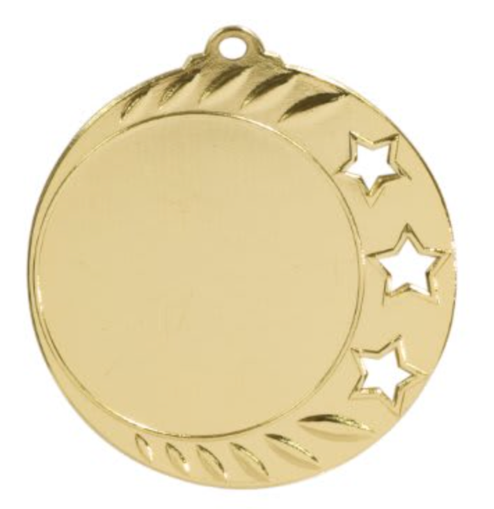 2 3/4" Bright Silver 3-Star 2' Insert Holder Medal